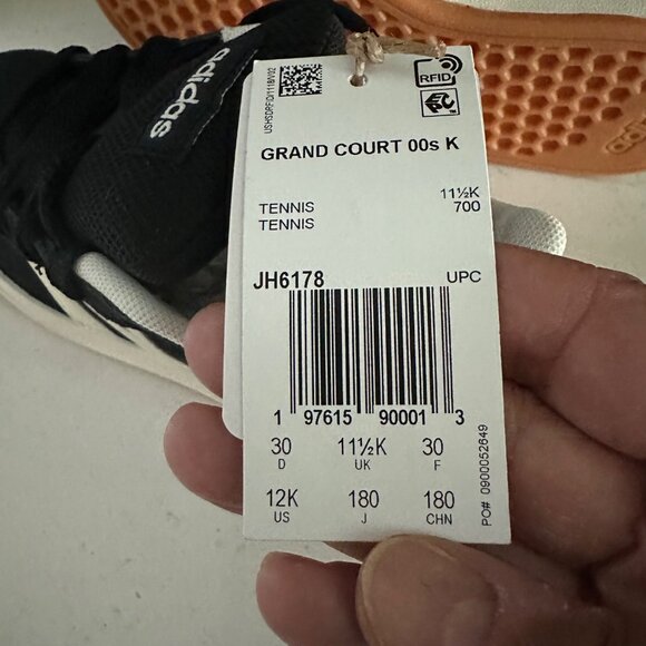 Adidas Grand Court 00s K Tennis Shoes 12K Black & White Unisex - Picture 4 of 8